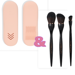 VCBEAUTY Face Trio Brushes with Washbag